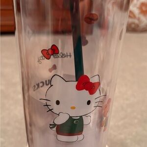 NEW 2025 Starbucks X Hello Kitty Clear Tumbler with Straw
